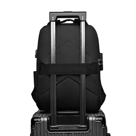 Sleek Black Anti-Theft Laptop Backpack with USB Port - Picture 3 of 13